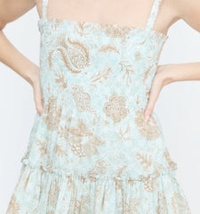 CouturebudThe Seraphina Mini Nap Dress - Aqua Calico Trellis