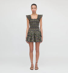 Couturebud The Cropped Paz Top - Black Cisco Trellis