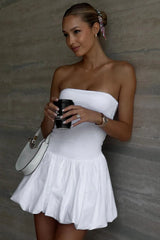 Tube Bubble Hem Mini Dress