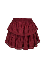 Ruffle Mini Tiered Skirt - OXBLOOD