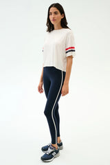 Ava Jersey Tee - White/Indigo