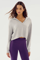 Joan Fleece Polo Sweatshirt - Heather Grey