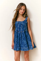 Girls Liliette Denim Bow Dress