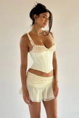 Amelia Corset Lace Up Ruffle Skirt Set