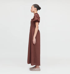 Couturebud The Scarlett Nap Dress - Chocolate Tonal Seersucker