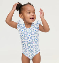CouturebudThe Jillee Ruffle Onesie - White Cisco Trellis