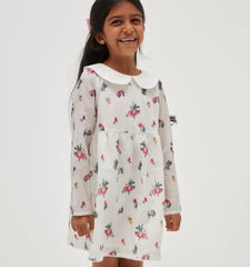 Couturebud The Tiny Lottie Dress - Ivory Ikat Floral Crushed Taffeta