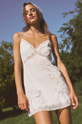 Cori Crepe Lace Bow Mini Dress