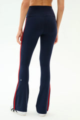 Raquel High Waist Flared Legging - Indigo/Lotus Red