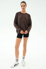 Andie Oversized Fleece Sweashirt - Dark Chocolate