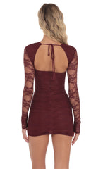 Lace Long Sleeve Bodycon in Burgundy