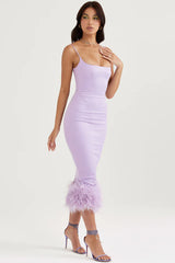 Helena Orchid Satin Midi Dress