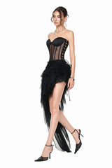 Corset Top & Irregular Mesh Skirt