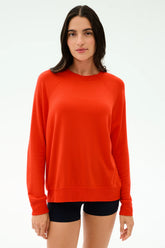 Andie Oversized Fleece Sweashirt - Lotus Red
