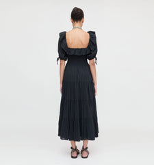 Couturebud The Corinne Nap Dress - Black Linear Swiss Dot