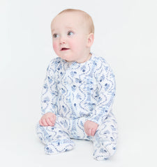 Couturebud The Footie Pajama - Blue Vine Stripe