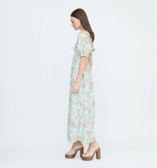 CouturebudThe Scarlett Nap Dress - Aqua Calico Trellis