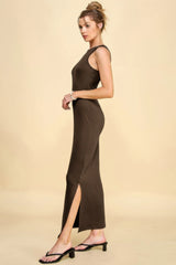 High Neck Side Slit Max Dress