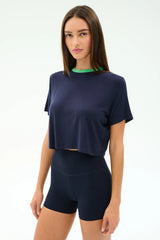 Djuna Crop Ringer - Indigo/Spearmint