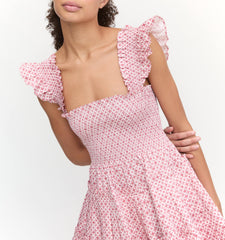 Couturebud The Charlotte Nap Dress - Rose Circular Lattice