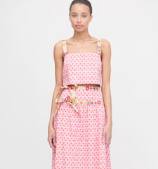 Couturebud The Clara Crop Top - Pink Cala Check