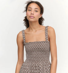Couturebud The Anjuli Nap Dress - Chocolate Circular Lattice