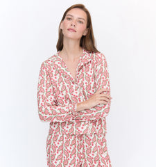 Couturebud The Eleni Pajama Set - Birch Vine Stripe