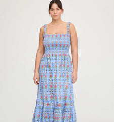 CouturebudThe Anjuli Nap Dress - Blue Floral Block Stripe