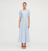 CouturebudThe Short Sleeve Nadia Dress - Blue Block Print