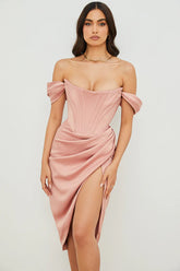 Satin Off Shoulder Dress