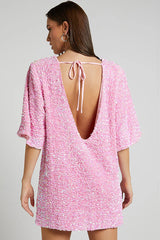 Velour Sequins Mini Dress