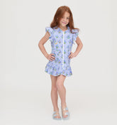 Couturebud The Tiny Frankie Beach Dress - Blue Block Print