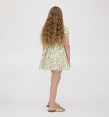 Couturebud The Tiny Athena Nap Dress - Yellow Basketweave Vine Cotton Sateen