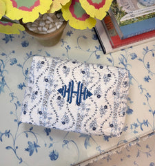 Couturebud The Quilted Cosmetic Bag - Blue Vine Stripe