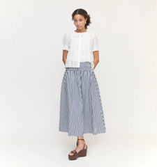 Couturebud The Delphine Nap Skirt - Navy Stripe