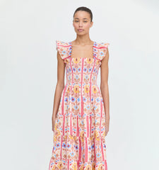 Couturebud The Ellie Nap Dress - Pink Floral Block Stripe