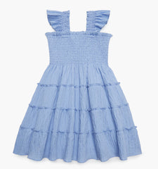 Couturebud The Tiny Ellie Nap Dress - Bluebird Tonal Seersucker