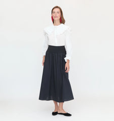 Couturebud The Delphine Nap Skirt - Black Cotton