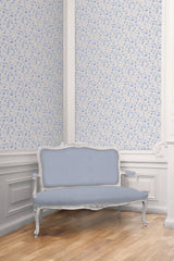 Couturebud Clay Coated Wallpaper - Blue Botanical