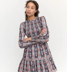 Couturebud The Viviana Mini Nap Dress - Navy Emma Stripe