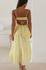 Ruched Tie-Up Strappy Maxi Dress