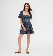 Couturebud The Matilda Mini Dress - Navy Floral Patchwork