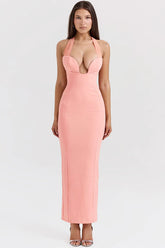 Sorbet Crepe Halter Maxi Dress