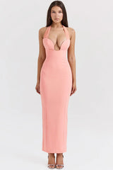 Sorbet Crepe Halter Maxi Dress