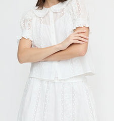 CouturebudThe Delphine Mini Nap Skirt - White Broderie Voile