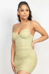 Stone Cami Shirred Bodycon Dress