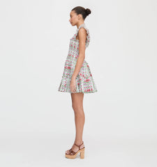 CouturebudThe Charlotte Nap Dress - Green Floral Block Stripe