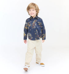 Couturebud The Tiny Brennan Shirt - Navy Equestrian Toile