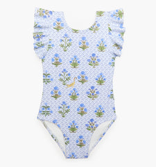 Couturebud The Tiny Rosie Swimsuit - Blue Block Print