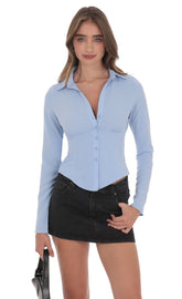 Button-Up Shirt in Light Blue